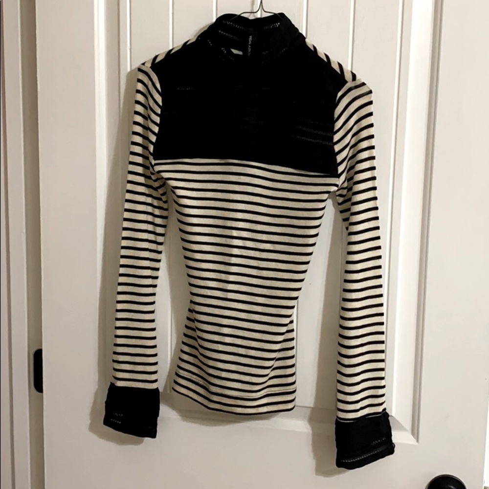 Yigal Azrouel black and cream long sleeve shirt